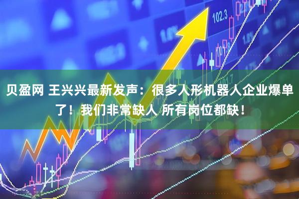 贝盈网 王兴兴最新发声：很多人形机器人企业爆单了！我们非常缺人 所有岗位都缺！