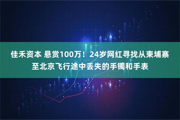 佳禾资本 悬赏100万！24岁网红寻找从柬埔寨至北京飞行途中丢失的手镯和手表